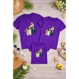 Lorvex Anne Baba Çocuk Kombin Tişört Pamuklu Oversize Aile Kombini T-Shirt (Ürünler Tekli Satılmaktadır) - 18-Mor