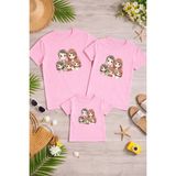 Lorvex Anne Baba Çocuk Kombin Tişört Pamuklu Oversize Aile Kombini T-Shirt (Ürünler Tekli Satılmaktadır) - 50-Pembe