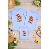 Lorvex Anne Baba Çocuk Kombin Tişört Pamuklu Oversize Aile Kombini T-Shirt (Ürünler Tekli Satılmaktadır) - 8-Mavi - 2XL