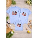 Lorvex Anne Baba Çocuk Kombin Tişört Pamuklu Oversize Aile Kombini T-Shirt (Ürünler Tekli Satılmaktadır) - 8-Mavi - 3 - 4 Yaş