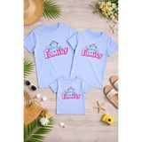 Lorvex Anne Baba Çocuk Kombin Tişört Pamuklu Oversize Aile Kombini T-Shirt (Ürünler Tekli Satılmaktadır) - 8-Mavi - XL