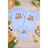 Lorvex Anne Baba Çocuk Kombin Tişört Pamuklu Oversize Aile Kombini T-Shirt (Ürünler Tekli Satılmaktadır) - 8-Mavi