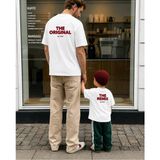 Lorvex Baba Oğul Kombin Tişört Oversize %100 Pamuk Aile Kombini Rahat Kalıp Erkek T-Shirt (Kombin Için 2’li Sipariş Verilmelidir) - 01-Beyaz - 11 - 12 Yaş