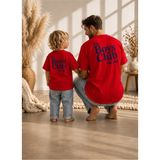 Lorvex Baba Oğul Kombin Tişört Oversize %100 Pamuk Aile Kombini Rahat Kalıp Erkek T-Shirt (Kombin Için 2’li Sipariş Verilmelidir) - 24-Kırmızı - 11 - 12 Yaş