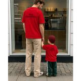 Lorvex Baba Oğul Kombin Tişört Oversize %100 Pamuk Aile Kombini Rahat Kalıp Erkek T-Shirt (Kombin Için 2’li Sipariş Verilmelidir) - 24-Kırmızı