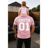 Lorvex Baba Oğul Kombin Tişört Oversize %100 Pamuk Aile Kombini Rahat Kalıp Erkek T-Shirt (Kombin Için 2’li Sipariş Verilmelidir) - 50-Pembe - 11 - 12 Yaş