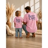 Lorvex Baba Oğul Kombin Tişört Oversize %100 Pamuk Aile Kombini Rahat Kalıp Erkek T-Shirt (Kombin Için 2’li Sipariş Verilmelidir) - 50-Pembe - 13 - 14 Yaş