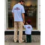Lorvex Baba Oğul Kombin Tişört Oversize %100 Pamuk Aile Kombini Rahat Kalıp Erkek T-Shirt (Kombin Için 2’li Sipariş Verilmelidir) - 8-Mavi - 13 - 14 Yaş