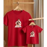 Lorvex Babalar Günü Konsept-Anne Baba Çocuk Kombin Tişört Oversize %100 Pamuk T-Shirt (Kombin Için 2’li Sipariş Verilmelidir) - 24-Kırmızı - 13 - 14 Yaş