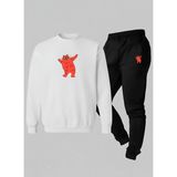 Lorvex Bisiklet Yaka Sweatshirt-Eşofman Çocuk Takım Dansçı Kedi Baskılı 3 Iplik Şardonlu - 5 - 6 Yaş - 001-Beyaz