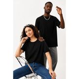 Lorvex Çift Kombin Erkek-Kadın Oversize T-Shirt %100 Pamuk Baskılı Rahat Kalıp Sevgili Tişörtü 2'li - 0-Siyah - XL