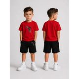 Lorvex Çocuk Şortlu Takım Erkek (Şort-T-Shirt) Baskılı Yazlık Spor Kombin Rahat Kalıp Takım - 11 - 12 Yaş - 06R-Kırmızı