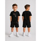 Lorvex Çocuk Şortlu Takım Erkek (Şort-T-Shirt) Baskılı Yazlık Spor Kombin Rahat Kalıp Takım - 11 - 12 Yaş - 5-Siyah