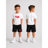 Lorvex Çocuk Şortlu Takım Erkek (Şort-T-Shirt) Baskılı Yazlık Spor Kombin Rahat Kalıp Takım - 7 - 8 Yaş - 001-Beyaz