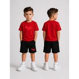 Lorvex Çocuk Şortlu Takım Erkek (Şort-T-Shirt) Baskılı Yazlık Spor Kombin Rahat Kalıp Takım - 7 - 8 Yaş - 06R-Kırmızı