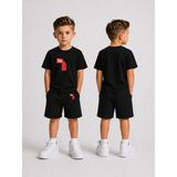 Lorvex Çocuk Şortlu Takım Erkek (Şort-T-Shirt) Baskılı Yazlık Spor Kombin Rahat Kalıp Takım - 7 - 8 Yaş - 5-Siyah