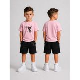 Lorvex Çocuk Şortlu Takım Erkek (Şort-T-Shirt) Baskılı Yazlık Spor Kombin Rahat Kalıp Takım - 9 - 10 Yaş - 0P - Pembe