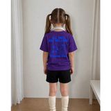 Lorvex Çocuk Şortlu Takım Kız (Şort-T-Shirt) Baskılı Yazlık Spor Kombin Rahat Kalıp Takım - 13 - 14 Yaş - Altın - Mor