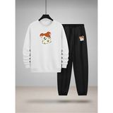 Lorvex Çocuk Sweatshirt-Eşofman Takım Bisiklet Yaka Anime Fare Baskılı 3 Iplik Şardonlu - 5 - 6 Yaş - 001-Beyaz
