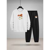 Lorvex Çocuk Sweatshirt-Eşofman Takım Bisiklet Yaka Anime Fare Baskılı 3 Iplik Şardonlu - 7 - 8 Yaş - 001-Beyaz