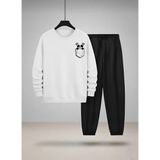 Lorvex Çocuk Sweatshirt-Eşofman Takım Bisiklet Yaka Cepteki Panda Baskılı 3 Iplik Şardonlu - 9 - 10 Yaş - 001-Beyaz