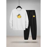 Lorvex Çocuk Sweatshirt-Eşofman Takım Bisiklet Yaka Keyifci Civciv Baskılı 3 Iplik Şardonlu - 7 - 8 Yaş - 001-Beyaz