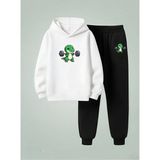 Lorvex Çocuk Sweatshirt-Eşofman Takım Unısex (Kapüşonlu) Kaslı Dinazor Baskılı 3 Iplik Şardonlu - 7 - 8 Yaş - 001-Beyaz