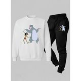 Lorvex Çocuk Takım Bisiklet Yaka Sweatshirt-Eşofman Ayı ve Çocuk Baskılı 3 Iplik Şardonlu - 7 - 8 Yaş - 001-Beyaz