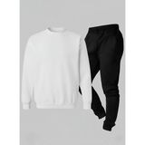 Lorvex Çocuk Takım Unısex (Sweatshirt-Eşofman) Baskısız Düz Bisiklet Yaka 3 Iplik Şardonlu - 11 - 12 Yaş - 001-Beyaz