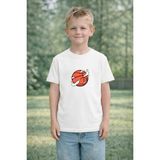 Lorvex Erkek Çocuk Baskılı Tişört %100 Pamuk Rahat Kalıp Havada Basket Topu Baskılı T-Shirt - 01-Beyaz - 5 - 6 Yaş
