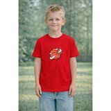 Lorvex Erkek Çocuk Baskılı Tişört %100 Pamuk Rahat Kalıp Havada Basket Topu Baskılı T-Shirt - 24-Kırmızı - 3 - 4 Yaş