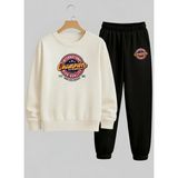 Lorvex Erkek Çocuk Beyaz Sweatshirt-Eşofman Takım Bisiklet Yaka Champion Baskılı 3 Iplik Şardonlu - 5 - 6 Yaş - 001-Beyaz