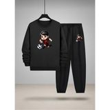 Lorvex Erkek Çocuk Bisiklet Yaka Sweatshirt ve Eşofman Takım Anime Futbol Baskılı 3 Iplik Şardonlu - 5 - 6 Yaş - 5-Siyah