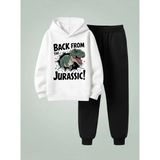 Lorvex Erkek Çocuk Kapüşonlu Takım Back From Baskılı 3 Iplik Şardonlu Sweatshirt-Eşofman Takım - 13 - 14 Yaş - 001-Beyaz