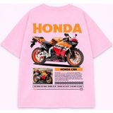 Lorvex Erkek T-Shirt Oversize %100 Pamuklu Rahat Kalıp Cbr Baskılı Tişört - 50-Pembe