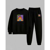 Lorvex Kız Çocuk Sweatshirt-Eşofman Takım Bisiklet Yaka Işıklı Ağaç Baskılı 3 Iplik Şardonlu - 7 - 8 Yaş - 5-Siyah