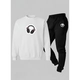 Lorvex Kız Çocuk Sweatshirt-Eşofman Takım Bisiklet Yaka Kurdeleli Kulaklık Baskılı 3 Iplik Şardonlu - 9 - 10 Yaş - 001-Beyaz