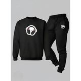 Lorvex Kız Çocuk Sweatshirt-Eşofman Takım Bisiklet Yaka Kurdeleli Kulaklık Baskılı 3 Iplik Şardonlu - 9 - 10 Yaş - 5-Siyah