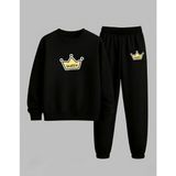Lorvex Kız Çocuk Sweatshirt-Eşofman Takım Bisiklet Yaka Queen Baskılı 3 Iplik Şardonlu - 9 - 10 Yaş - 5-Siyah