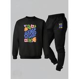 Lorvex Kız Çocuk Sweatshirt-Eşofman Takım Bisiklet Yaka Stay Weird Baskılı 3 Iplik Şardonlu - 9 - 10 Yaş - 5-Siyah