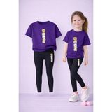 Lorvex Kız Çocuk Takım T-Shirt ve Esnek Tayt Set %100 Pamuk Tatlı Hayvanlar Baskı-Günlük Rahat Spor Kombin - 11 - 12 Yaş - Altın - Mor