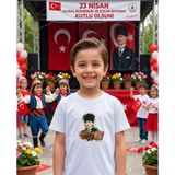 Lorvex Milli Bayram Temalı Atatürk Baskılı Çocuk-Yetişkin Pamuklu Tshirt Tişört - 01-Beyaz - 11 - 12 Yaş