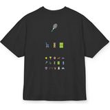 Lorvex Oversize Unisex Pamuklu Baskılı T-Shirt – Tennis Emoji Baskı - 0-Siyah - 11 - 12 Yaş