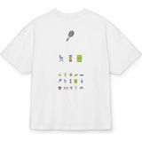 Lorvex Oversize Unisex Pamuklu Baskılı T-Shirt – Tennis Emoji Baskı - 01-Beyaz - 11 - 12 Yaş