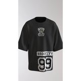 Lorvex Oversize Unisex Pamuklu T-Shirt – Brooklyn Baskı - 0-Siyah - XL