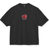 Lorvex Oversize Unisex Pamuklu Tişört – Boks Eldiveni Baskı - 0-Siyah - XL