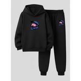 Lorvex Sweatshirt-Eşofman Takım Çocuk (Kapüşonlu) Kask Baskılı 3 Iplik Şardonlu - 5 - 6 Yaş - 5-Siyah
