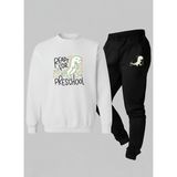 Lorvex Sweatshirt-Eşofman Unısex Çocuk Takım Bisiklet Yaka Ready For Baskılı 3 Iplik Şardonlu - 13 - 14 Yaş - 001-Beyaz