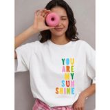 Lorvex T-Shirt Oversize %100 Pamuklu Anneler Günü Özel-You Are My Shine Baskılı Tişört - 01-Beyaz - 2XL
