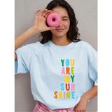 Lorvex T-Shirt Oversize %100 Pamuklu Anneler Günü Özel-You Are My Shine Baskılı Tişört - 8-Mavi - 5 - 6 Yaş